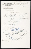 Autographs of the Football Association Combined Services XI who played in P