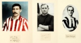 A trio of framed pictorial presentations signed by notable early footballer
