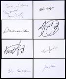 Autographed football index cards, 213 in total, all measuring 5'' x 3'' and