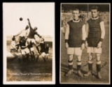 Two Burnley FC postcards, a double-portrait of Burnley footballers and sign