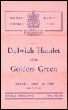 11 Dulwich Hamlet home programmes season 1939-40, including fixtures v Wimb