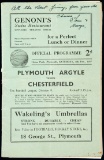 Plymouth Argyle v Chesterfield programme 6th February 1937, light folds wit