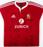 A framed British & Irish Lions shirt signed by the 2005 touring team to New