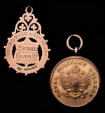 Two 9ct. gold medals awarded to Tottenham Hotspur's J.F. Skinner, the first