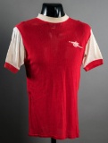 David O'Leary red & white Arsenal No.6 jersey season 1975-76, Aertex, short