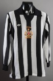 Black & white striped Newcastle United 1976 Football League Cup Final jerse