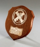 Scottish Football Association Rous Cup shield, wooden shield fitted with si