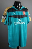 Petr Cech turquoise Arsenal No.33 Champions League goalkeeping jersey seaso