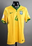 David Luiz Brazil No.4 international jersey match-worn during the 2018 FIFA