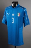 Giorgio Chiellini blue Italy No.3 international jersey 2017, match-prepared