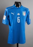 Antonio Candreva blue Italy No.6 international jersey 2017, match-prepared