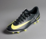 Cristiano Ronaldo signed football boot, a left-foot black & yellow Nike CR7