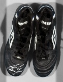 Alan Shearer signed Umbro football boots, black & white Speciali boots sign