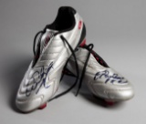 Ryan Giggs signed pair of football boots, black & silver Reeboks, both sign