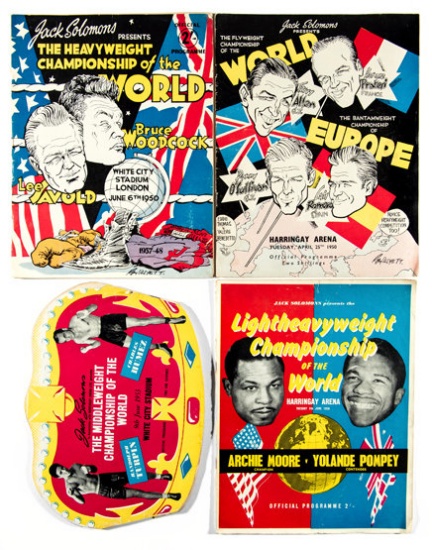 A collection of 84 boxing programmes dating from the late 1940s and 1950s,