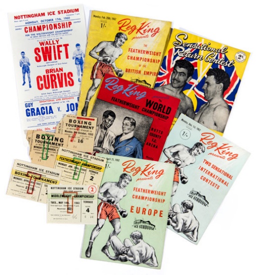 A collection of boxing programmes for promotions by Reg King in Nottingham