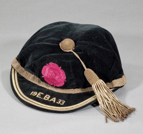 Teddy Jones England Baseball Association black velvet cap by Bailey of Liverpool 1933