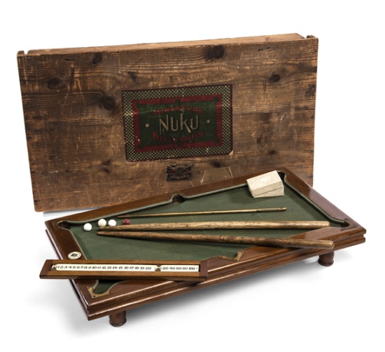 A fine miniature boxed game of ''Nuku'' billiards by F.H.Ayres of London circa 1900