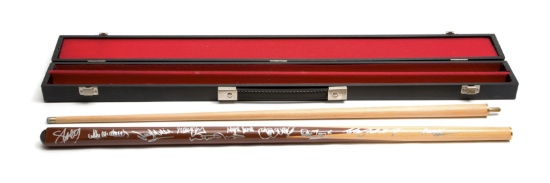 An autographed snooker cue