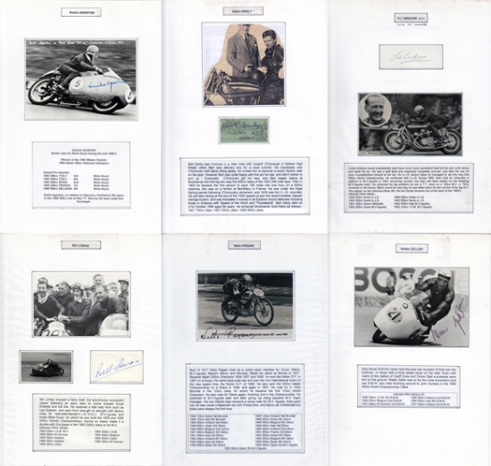 266 racing motorcycle rider autographs from the 1900s to the late 1990s