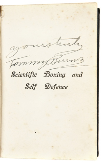 A rare signed ''Scientific Boxing and Self Defence'' book by Tommy Burns
