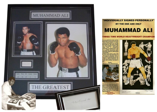 Muhammad Ali signed & framed boxing display