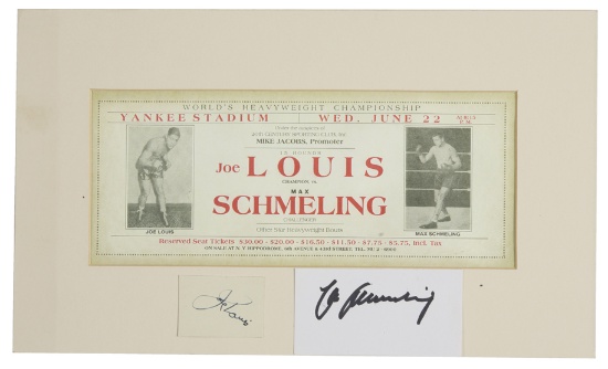 Joe Louis & Max Schmeling double-signed presentation