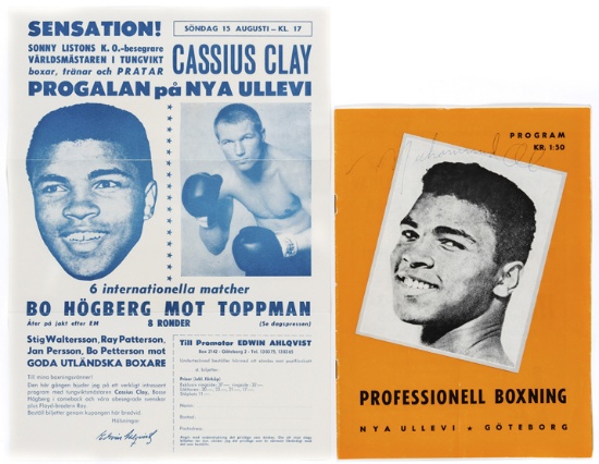 Muhammad Ali signed programme for an exhibition bout in Gothenburg 15th August 1965