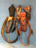 Tooled leather belt/holster and (5) miscellaneous holsters