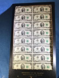 Uncut sheet of $2 bills
