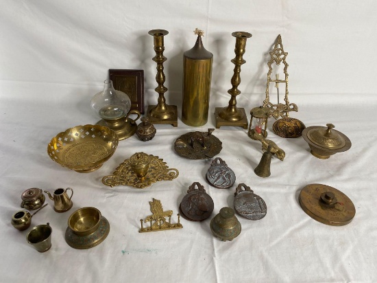 (2) Brass candlesticks and brass items