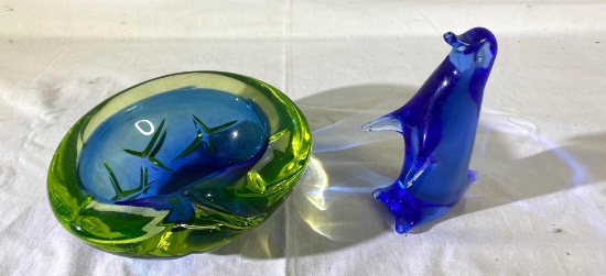 Murano ashtray and penguin