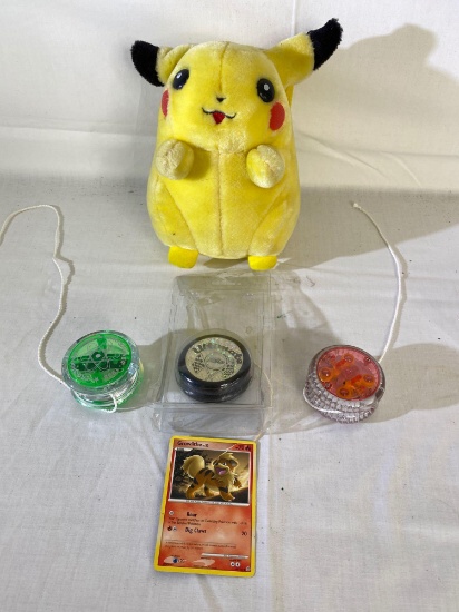 1998 Pokemon Pikachu Talking Plush Toy and yo-yos