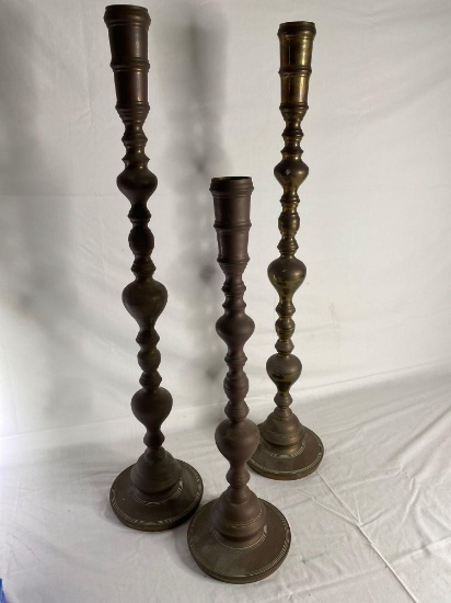 Metal candlesticks (2) 39.5" and 29.5" tall