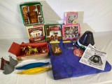 American Girls club membership kit, doll house furniture, plastic Indian set, SRA big book, Crayola
