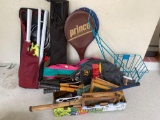 Vintage & non-vintage tennis rackets and gear, badminton set