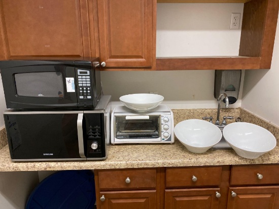 Samsung & Rival microwaves, toaster oven & bowls
