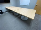 (3) laminate pedestal tables 4'x4'