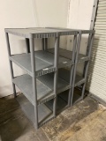(3) 4' 4-shelf plastic units
