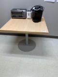 3'x3' Table, Keurig coffee maker and toaster