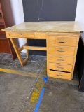 Wood slant-top drafting table (broken)