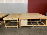 (3) Rolling shop tables 8' x 4' x 3' and one has a 2 drawer cabinet