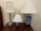 (3) blue & white table lamps