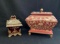 (2) lidded boxes-(1) plastic and (1) wood