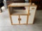 White wood trimmed portable kitchen island 31