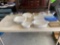 (4) Corning Ware casseroles with lids and assorted glass bakeware and bowls