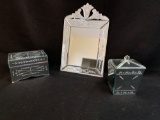 Venetian style glass mirror and boxes