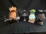 Pineapple, elephant and lidded urn lot box