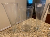 (3) large glass vases