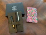 Cross pen, caseElegance leather case and Lilly book *damaged*